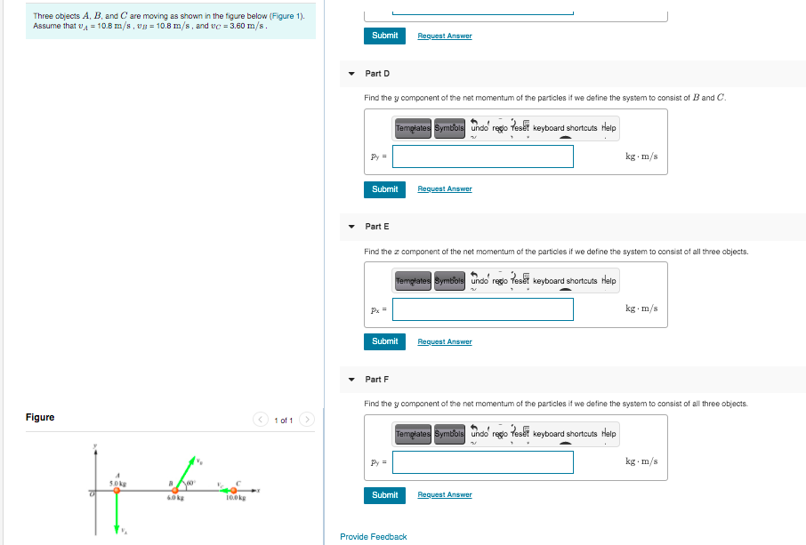 Solved Three objects A, B, and C are moving as shown in the | Chegg.com