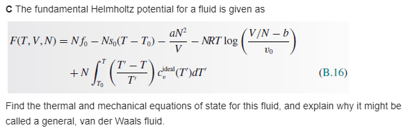 C The Fundamental Helmholtz Potential For A Fluid Chegg Com