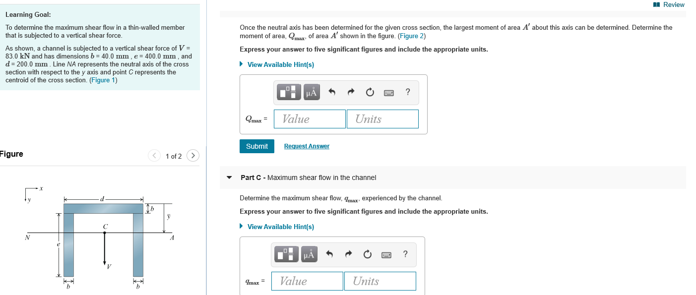 Solved Review Learning Goal: To determine the maximum shear | Chegg.com