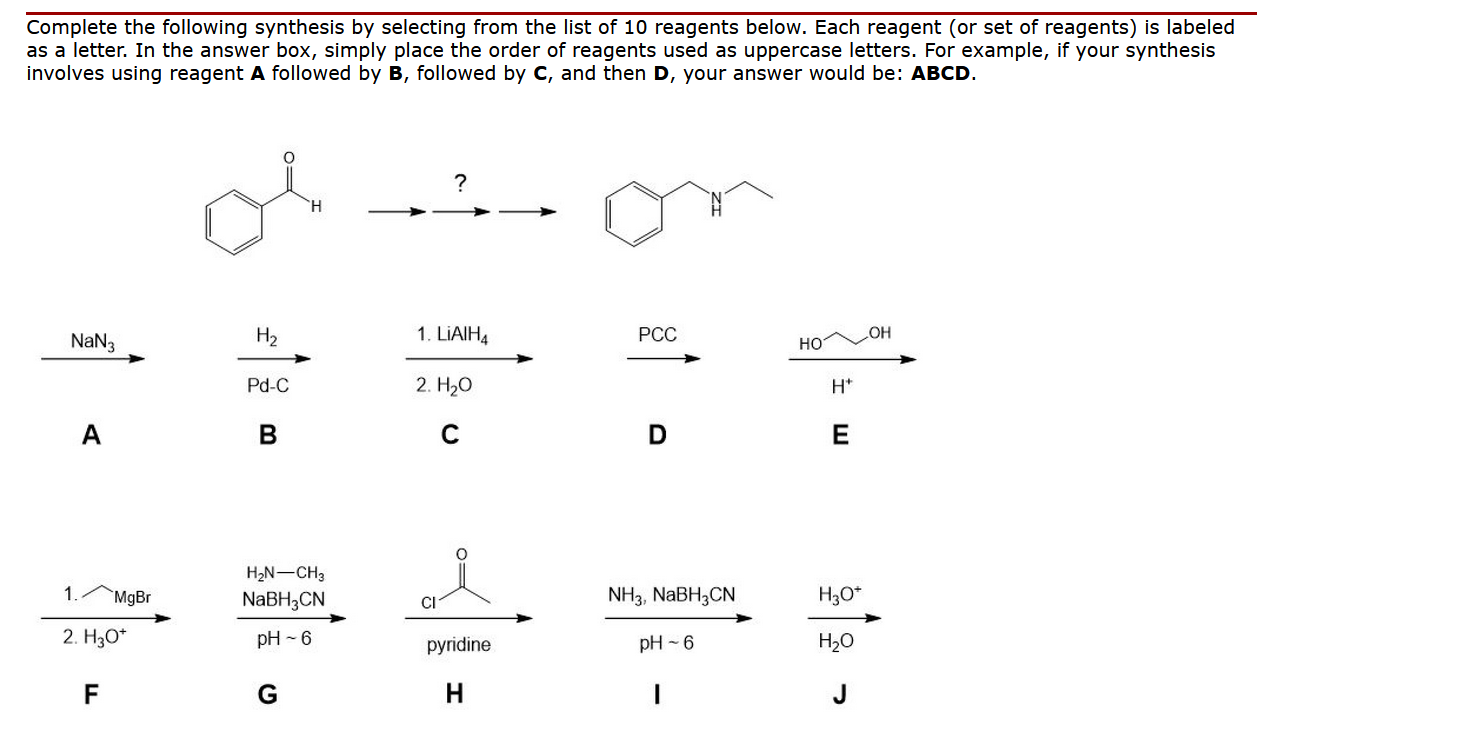 Solved Complete The Following Synthesis By Selecting From | Chegg.com