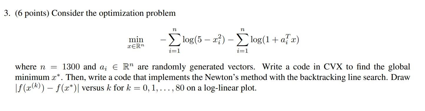 Solved 3. (6 points) Consider the optimization problem | Chegg.com
