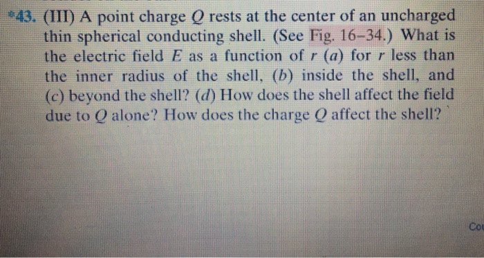 A Point Charge Q Rests At The Center Of An Uncharged | Chegg.com