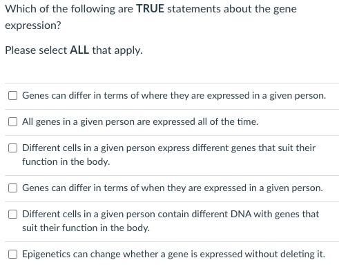 Solved Which of the following are TRUE statements about the | Chegg.com