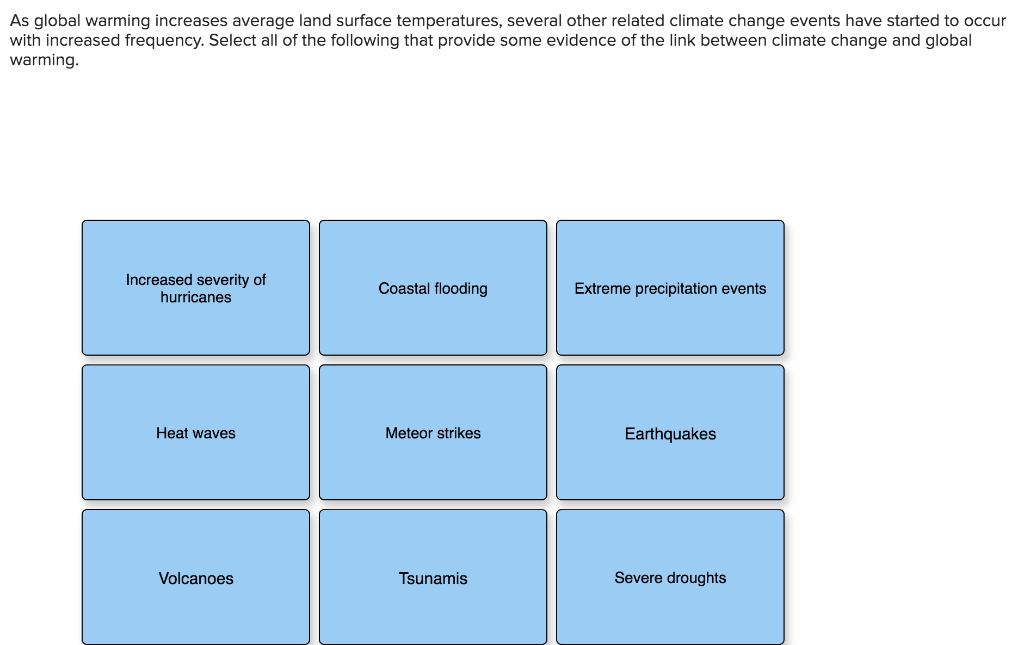 Solved As global warming increases average land surface | Chegg.com