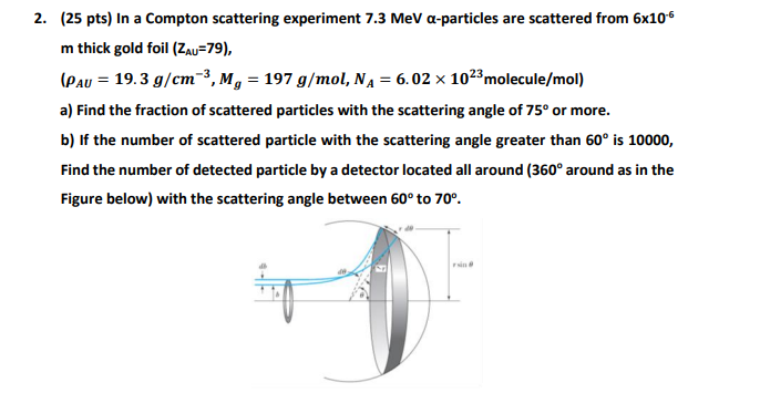 (25 pts) In a Compton scattering experiment 7.3 MeV | Chegg.com