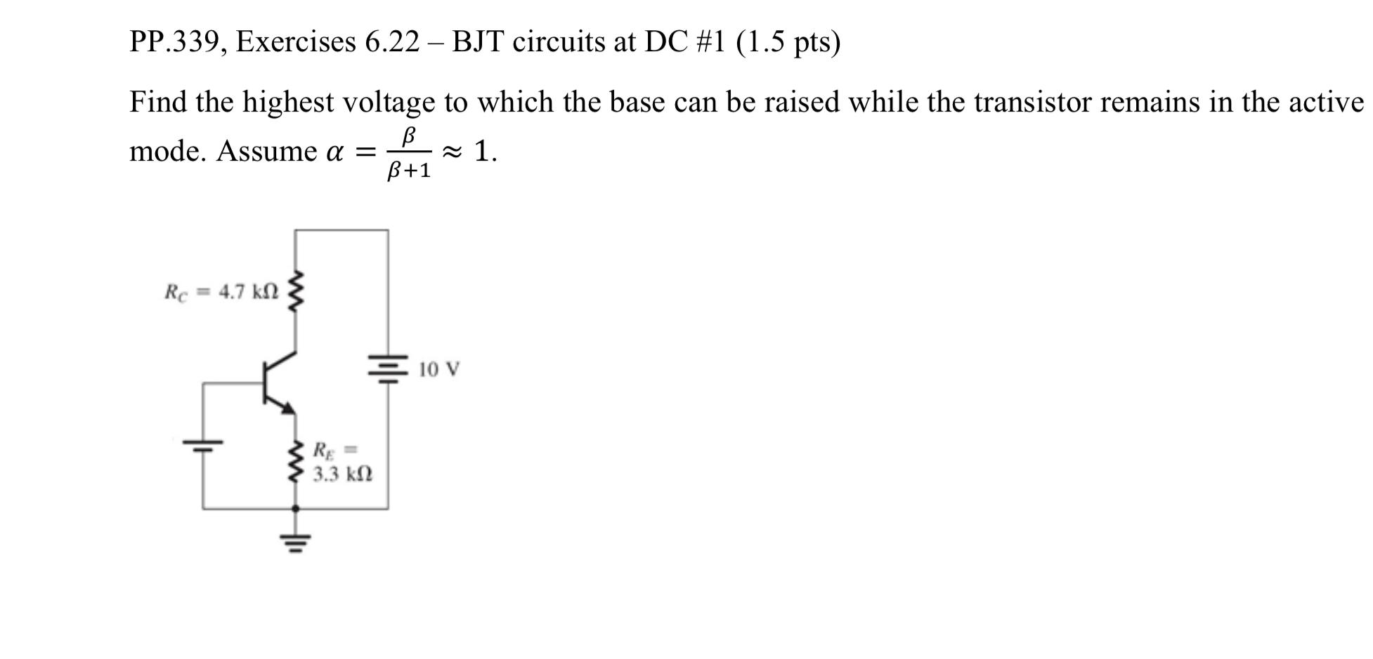 Solved PP.339, Exercises 6.22 BJT circuits at DC \1 (1.5