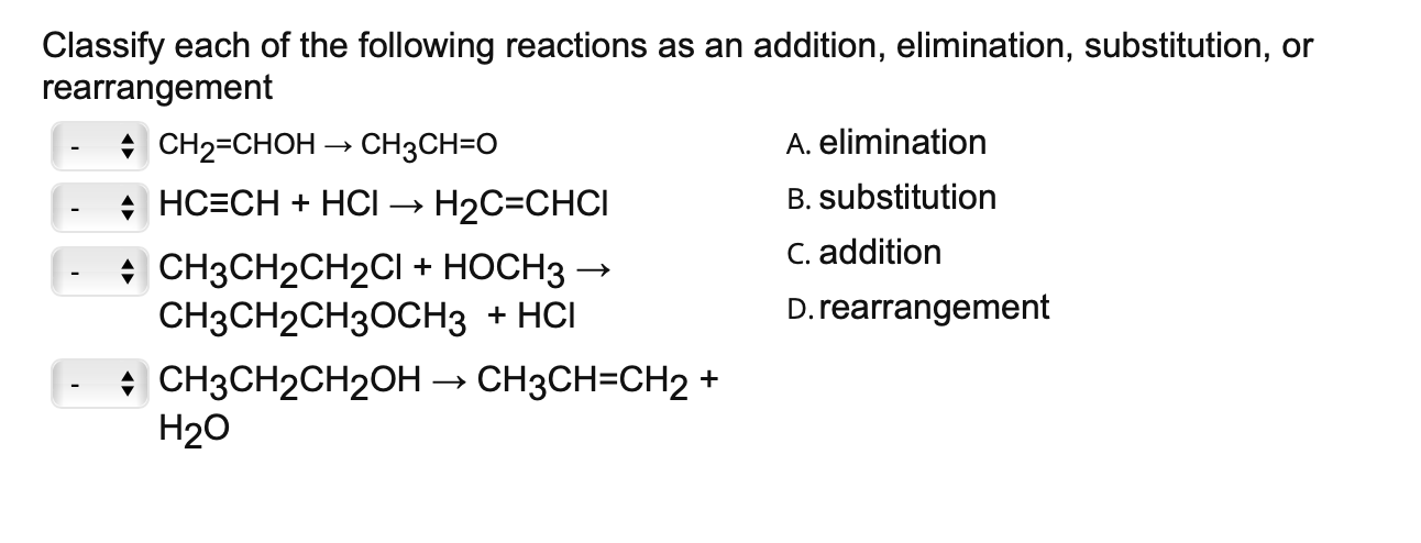 Solved Classify each of the following reactions as an | Chegg.com