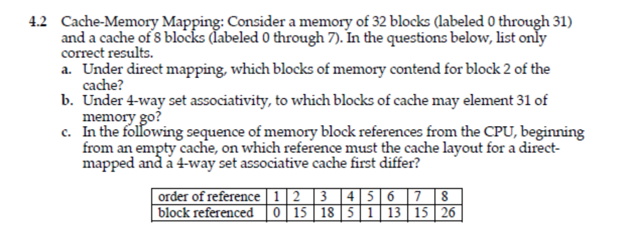 Solved 4.2 Cache-Memory Mapping: Consider a memory of 32 | Chegg.com
