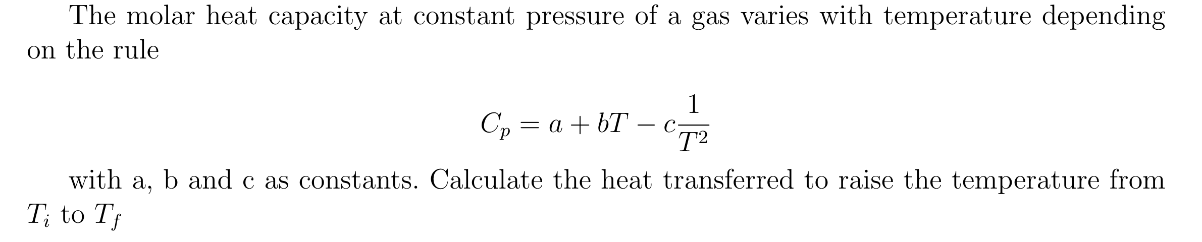 Solved The molar heat capacity at constant pressure of a gas | Chegg.com