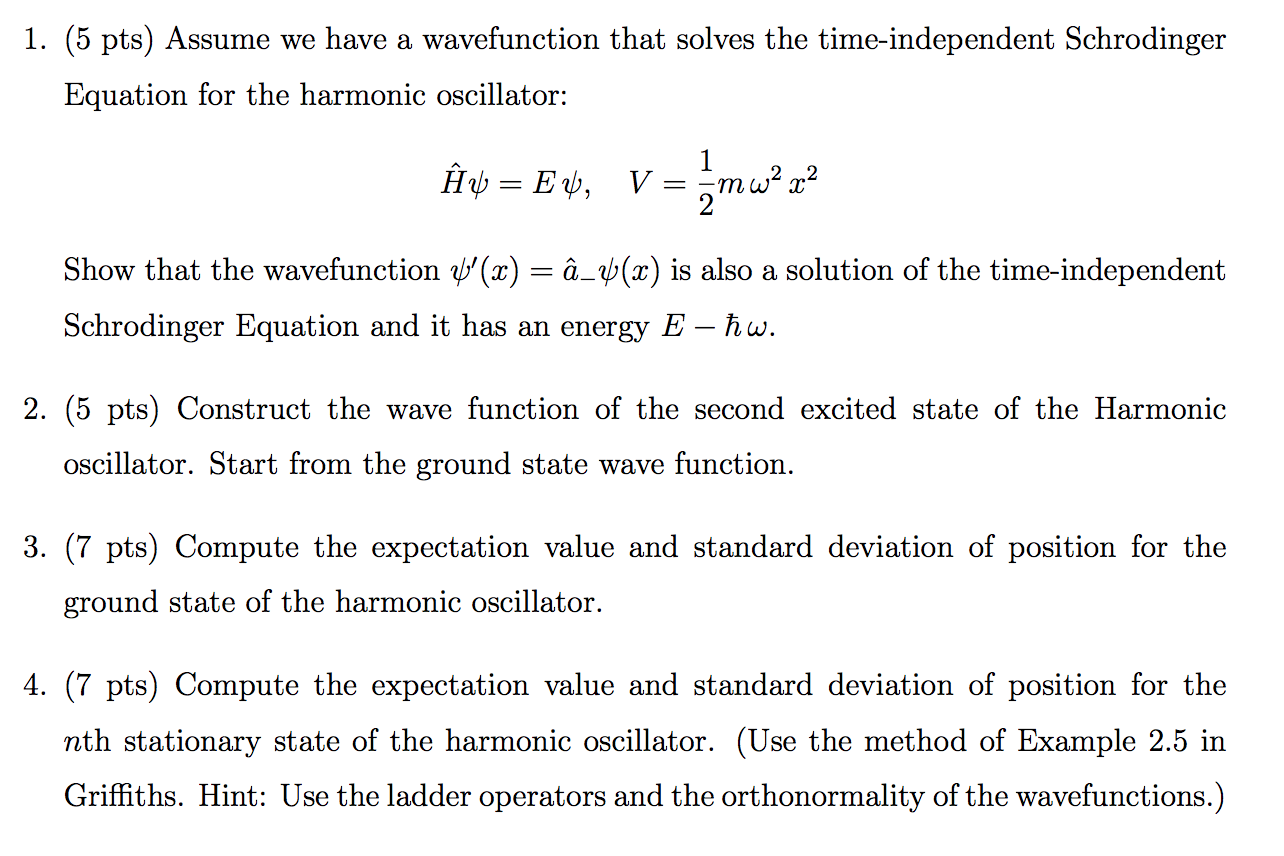 Solved 1 5 Pts Assume We Have A Wavefunction That Solv Chegg Com