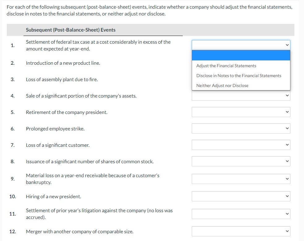 solved-for-each-of-the-following-subsequent-chegg