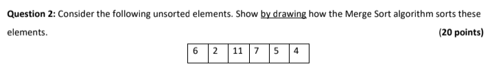 Solved Question 2: Consider the following unsorted elements. | Chegg.com