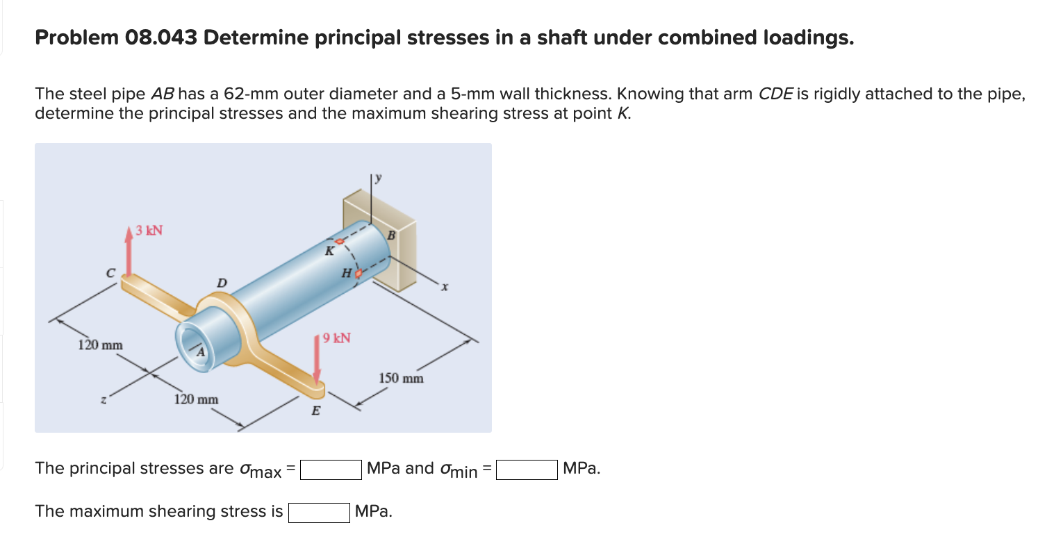 Solved Problem 08.043 Determine Principal Stresses In A | Chegg.com