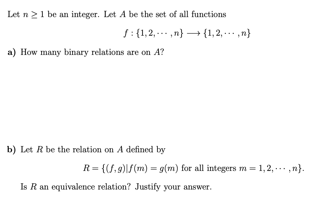 Solved Let n≥1 be an integer. Let A be the set of all | Chegg.com