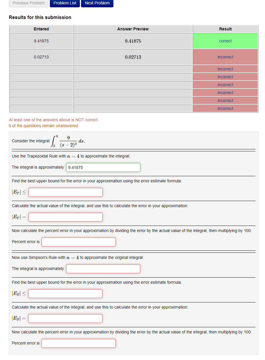 Solved Previous Problem Problem List Next Problem Results | Chegg.com