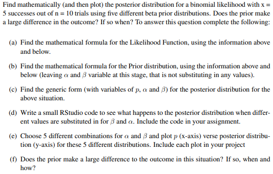 Solved Find mathematically (and then plot) the posterior | Chegg.com