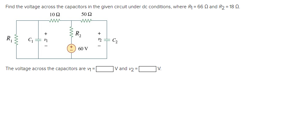 Solved Find the voltage across the capacitors in the given | Chegg.com