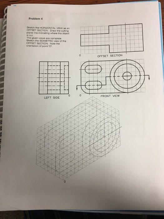 Solved Sketch the HORIZONTAL VIEW as an OFFSET SECTION. Draw | Chegg.com