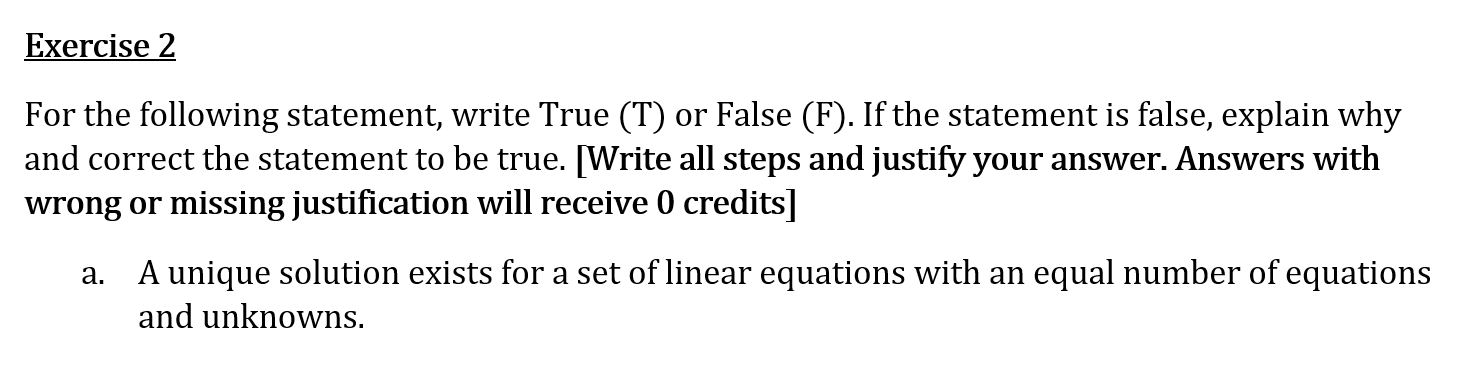 Solved For the following statement, write True (T) or False | Chegg.com