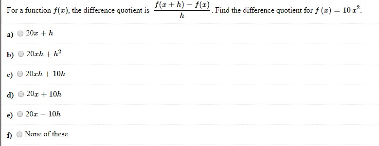 Solved For A Function F 2 The Difference Quotient Is F Chegg Com