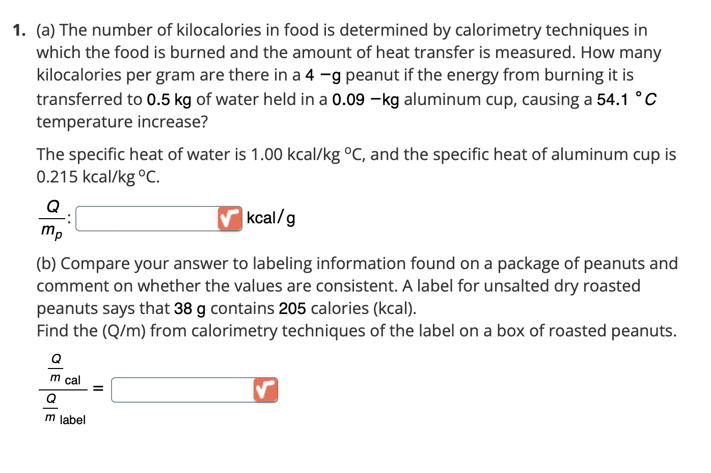 Solved 1. (a) The number of kilocalories in food is | Chegg.com