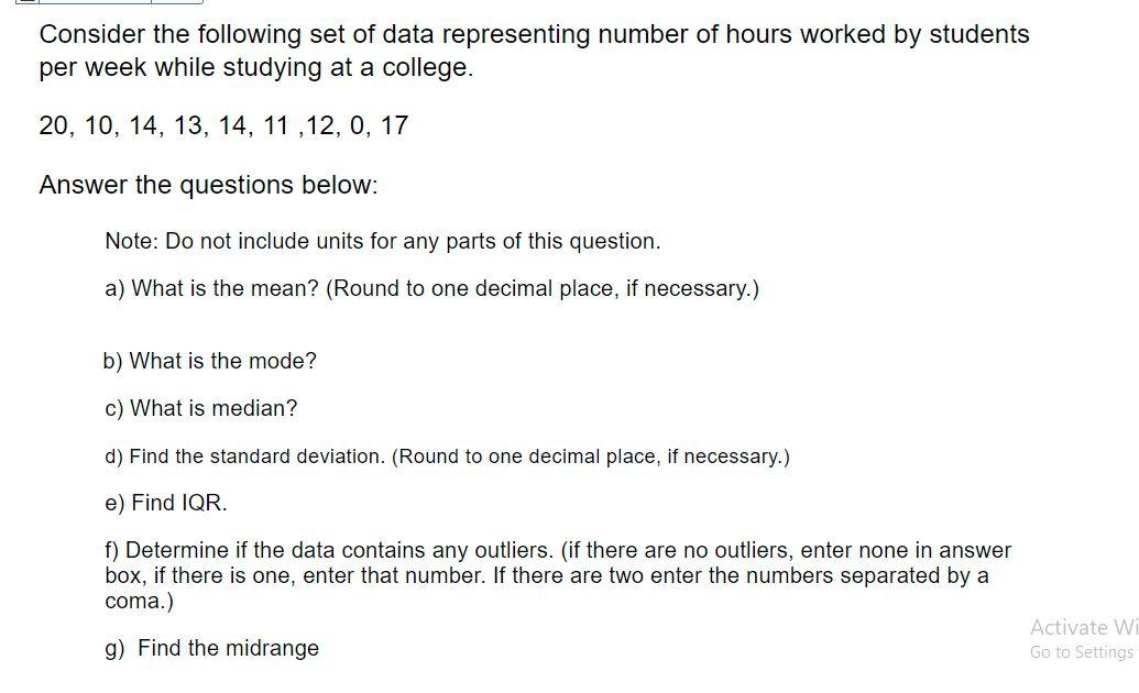 Solved Consider the following set of data representing | Chegg.com