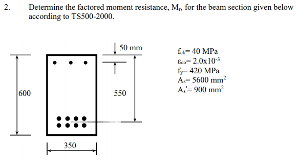 Solved 2. Determine the factored moment resistance, M., for | Chegg.com