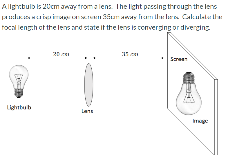Light Lens Distance Changing Solved A lightbulb is 20cm away from a lens. The light | Chegg.com