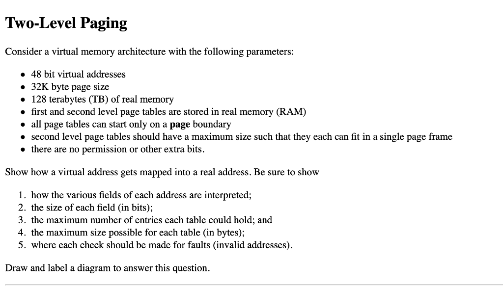 Two-Level Paging Consider a virtual memory | Chegg.com