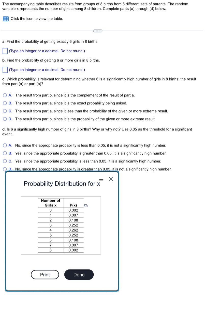 Solved The accompanying table describes results from groups | Chegg.com