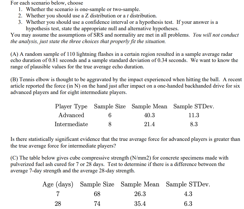 Solved For Each Scenario Below, Choose 1. Whether The | Chegg.com