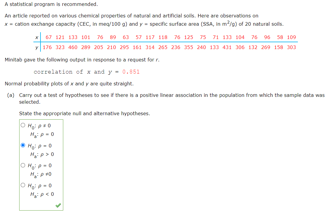 Solved A statistical program is recommended. An article | Chegg.com