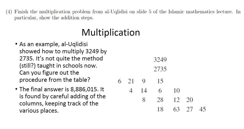 Solved (4) Finish the multiplication problem from | Chegg.com