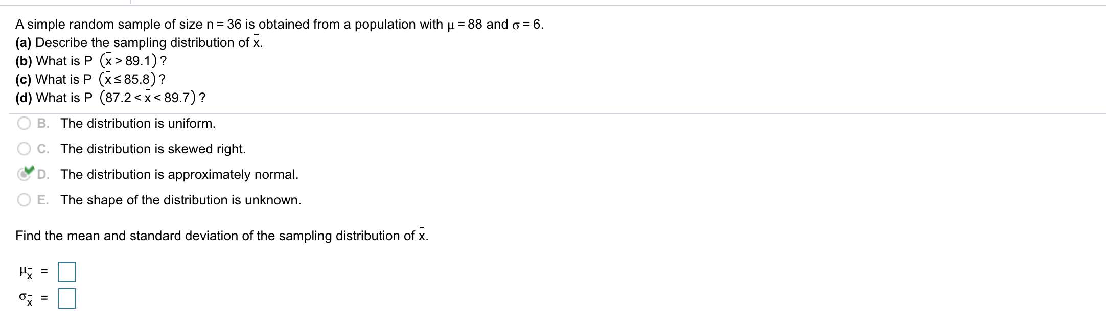 Solved A simple random sample of size n= 36 is obtained from | Chegg.com
