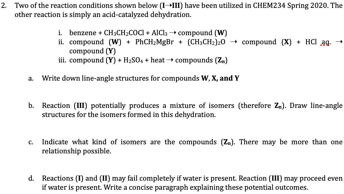 Solved 2. Two of the reaction conditions shown below (I-III) | Chegg.com