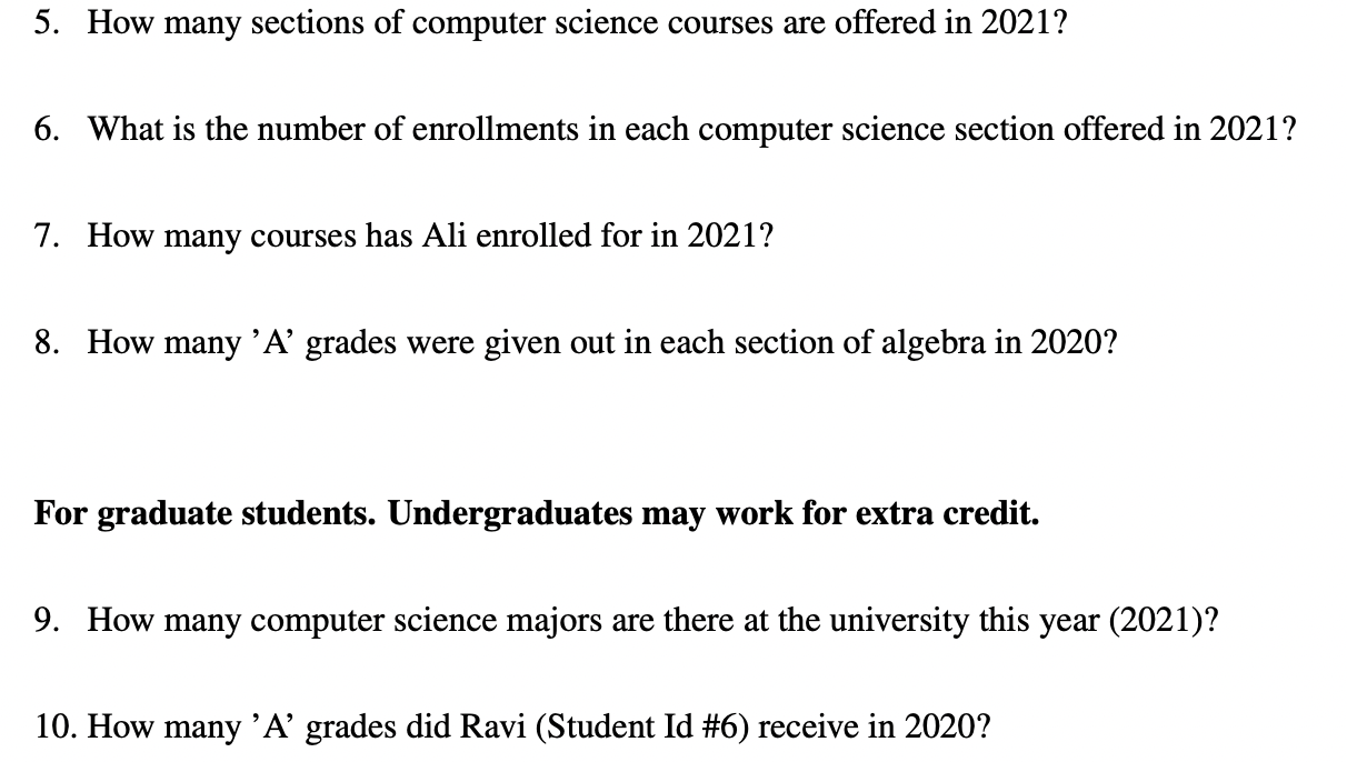 5. How many sections of computer science courses are | Chegg.com