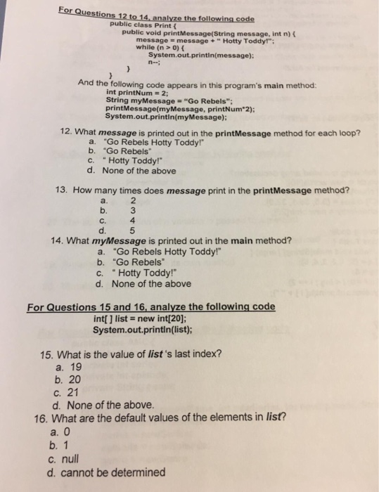 Solved e the following code public class Print public void | Chegg.com