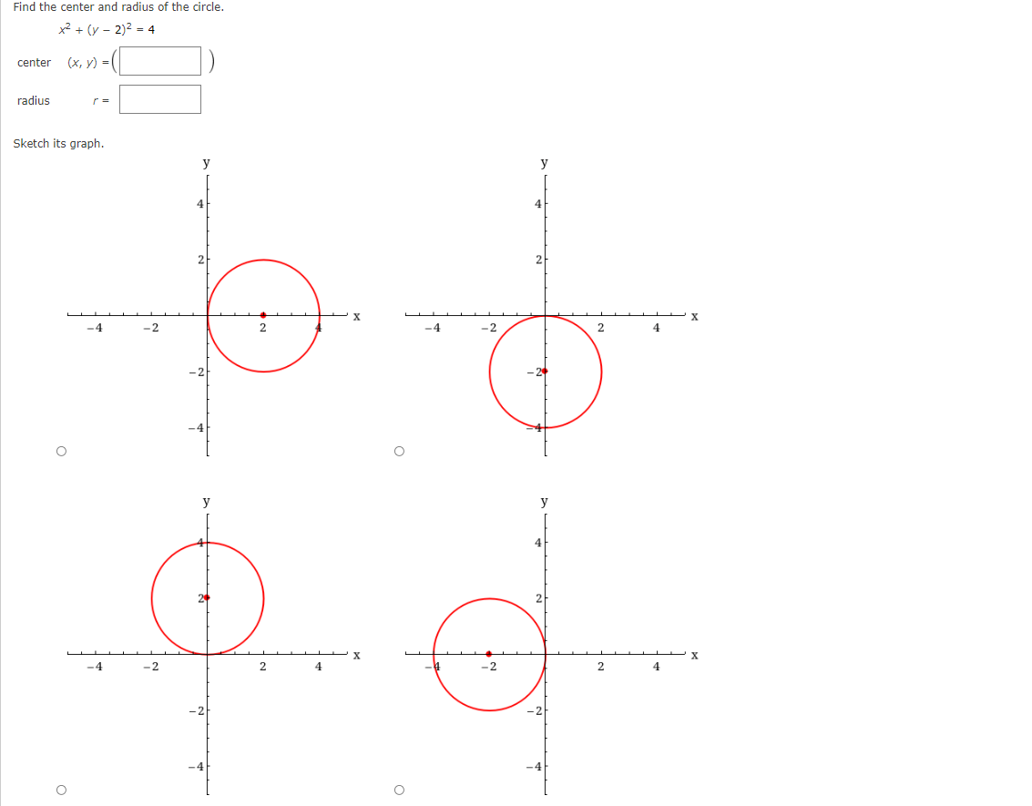 Solved Find the center and radius of the circle. x2 + (y