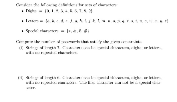 Solved Consider The Following Definitions For Sets Of | Chegg.com