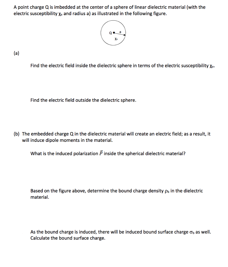 Solved A point charge Q is imbedded at the center of a | Chegg.com