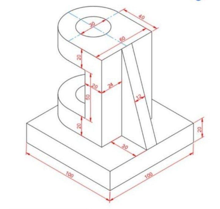 Solved Draw the three projections of the figure (view Top, | Chegg.com