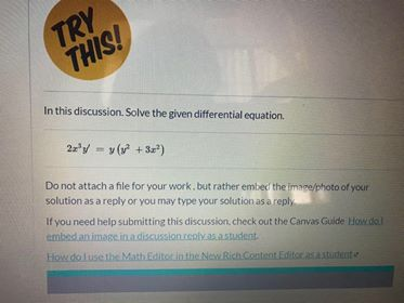 Solved TRY THIS! In this discussion. Solve the given | Chegg.com
