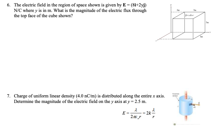 Solved 6. The electric field in the region of space shown is | Chegg.com