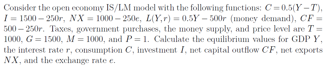 Solved Consider the open economy IS/LM model with the | Chegg.com