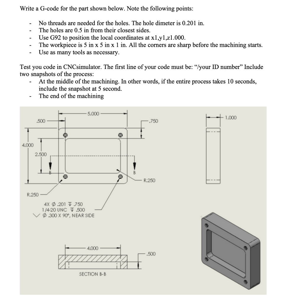 Write a G-code for the part shown below. Note the | Chegg.com