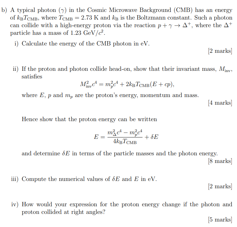 Solved b) A typical photon () in the Cosmic Microwave | Chegg.com