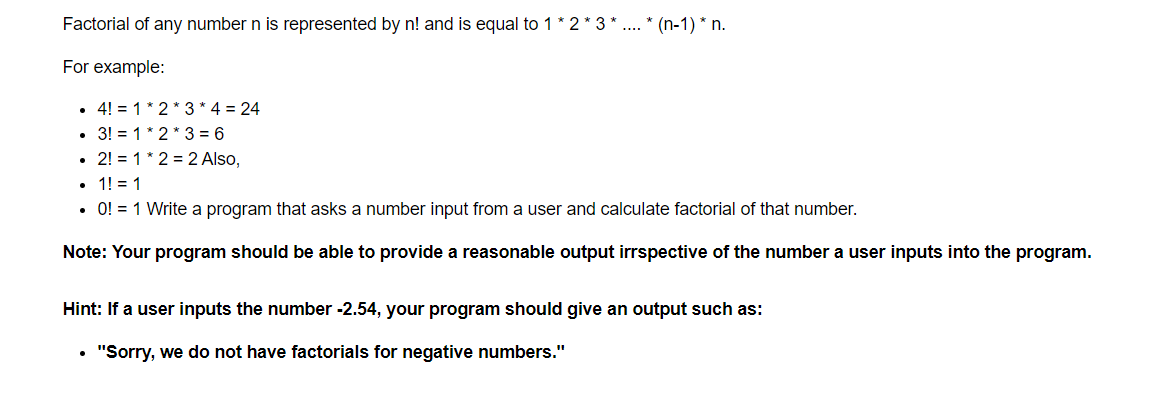 Solved Factorial of any number n is represented by n! and is | Chegg.com