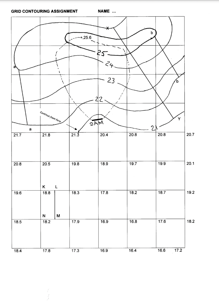 GRID CONTOURING ASSIGNMENT NAME On the upper area of | Chegg.com