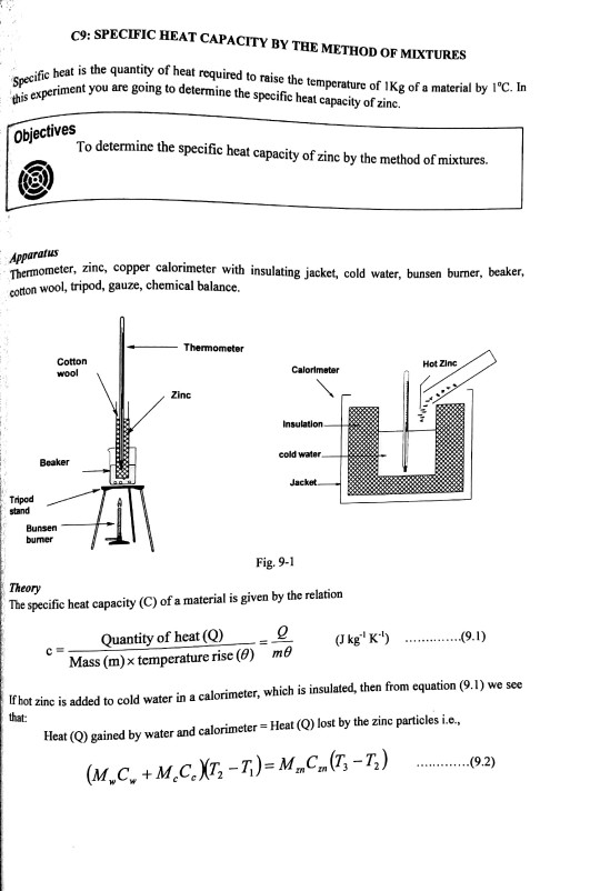 method for specific heat capacity experiment