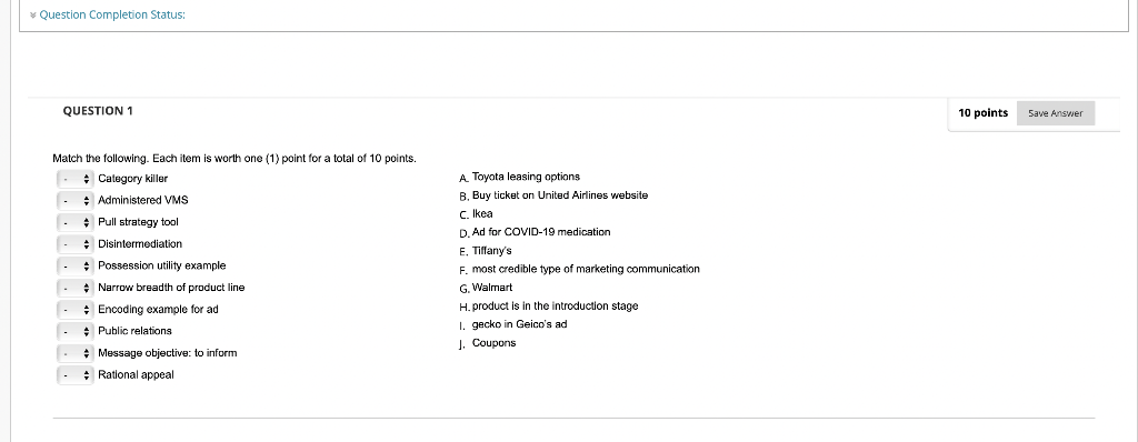 Solved Question Completion Status: QUESTION 1 10 points Save | Chegg.com